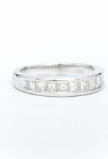 Princess Cut White Gold Channel Ring 14k