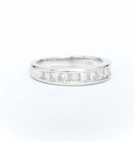 Princess Cut White Gold Channel Ring 14k