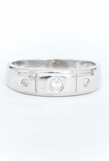 Mens 3 Diamond White Gold Box Frame Ring 14k