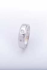 Mens 3 Diamond White Gold Box Frame Ring 14k