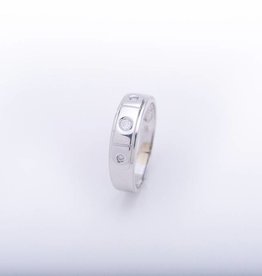 Mens 3 Diamond White Gold Box Frame Ring 14k