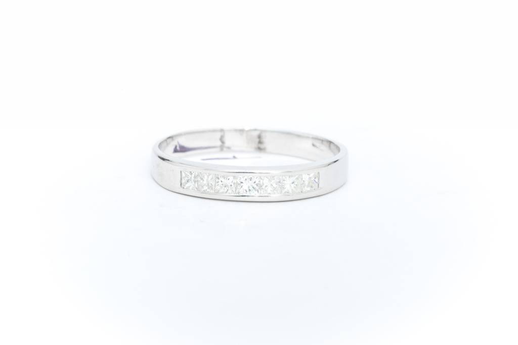 Princess Cut Diamond Channel Set Ring White Gold 14k