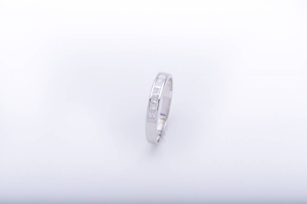 Princess Cut Diamond Channel Set Ring White Gold 14k