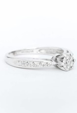 Diamond Flower Engagement Ring White Gold 14k