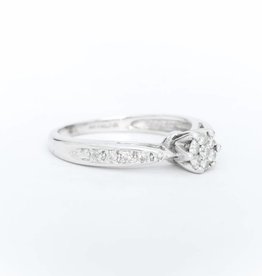 Diamond Flower Engagement Ring White Gold 14k