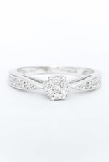 Diamond Flower Engagement Ring White Gold 14k