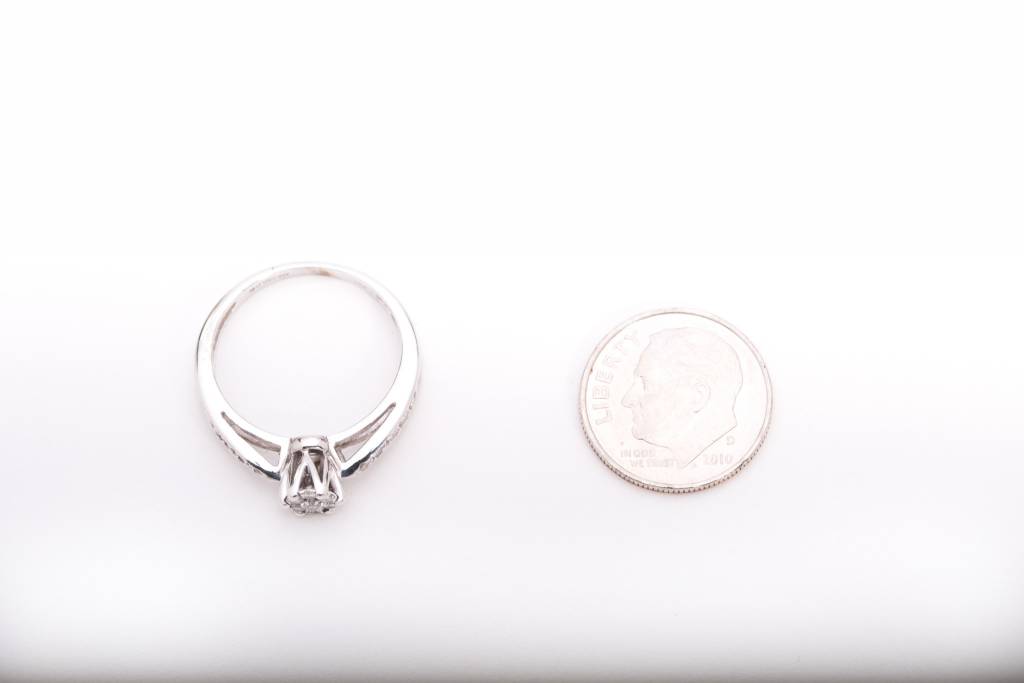 Diamond Flower Engagement Ring White Gold 14k
