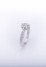 Diamond Flower Engagement Ring White Gold 14k