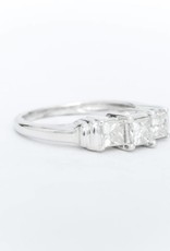 3 Diamond Princess Cut Anniversary Ring White Gold 14k