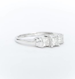 3 Diamond Princess Cut Anniversary Ring White Gold 14k