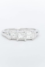 3 Diamond Princess Cut Anniversary Ring White Gold 14k