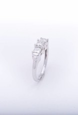 3 Diamond Princess Cut Anniversary Ring White Gold 14k