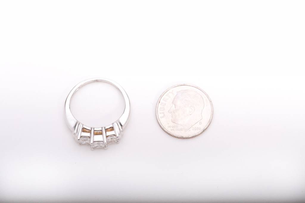 3 Diamond Princess Cut Anniversary Ring White Gold 14k