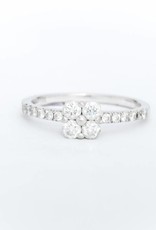 Diamond Clover White Gold Ring 14k
