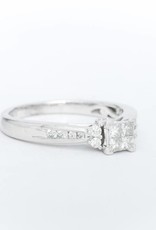 Princess Cut Diamond Quad Engagement Ring 14k White Gold
