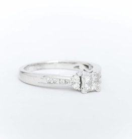 Princess Cut Diamond Quad Engagement Ring 14k White Gold