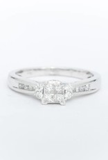 Princess Cut Diamond Quad Engagement Ring 14k White Gold