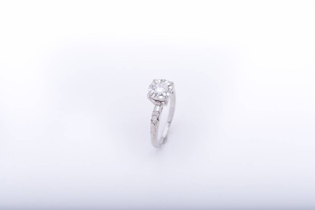 Diamond Halo Engagement Ring White Gold 14k