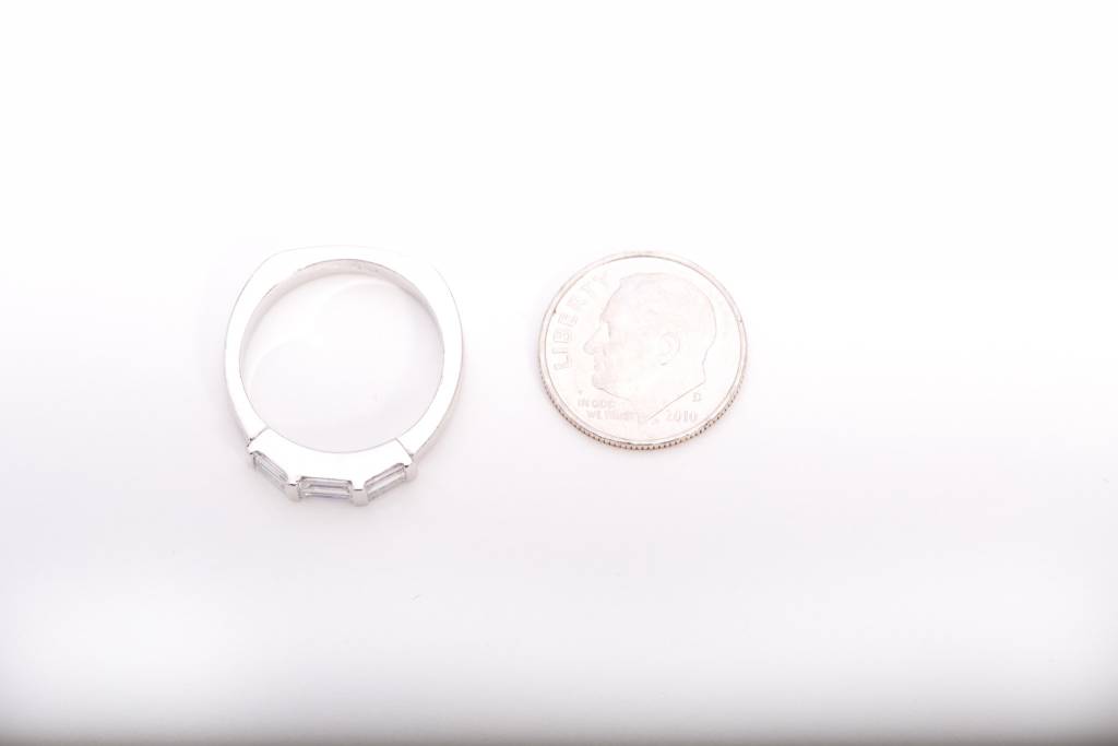 Diamond Baguette Bar Ring White Gold 14k