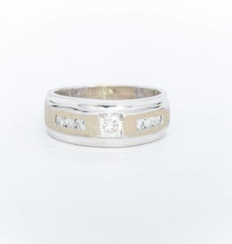 Mens Two-Tone Diamond Band 14k