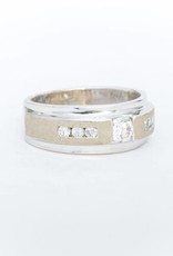 Mens Two-Tone Diamond Band 14k