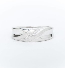 Mens Bypass Diamond Ring White Gold 14k