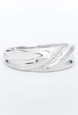 Mens Bypass Diamond Ring White Gold 14k