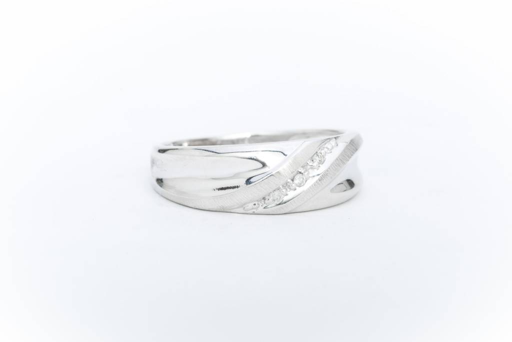 Mens Bypass Diamond Ring White Gold 14k