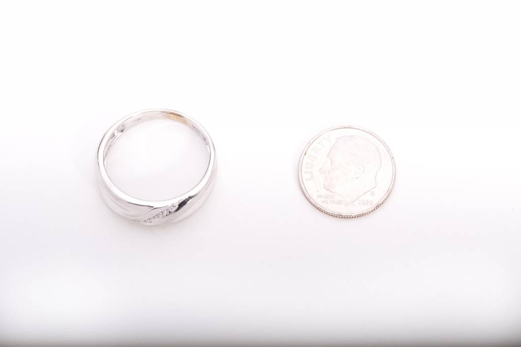 Mens Bypass Diamond Ring White Gold 14k