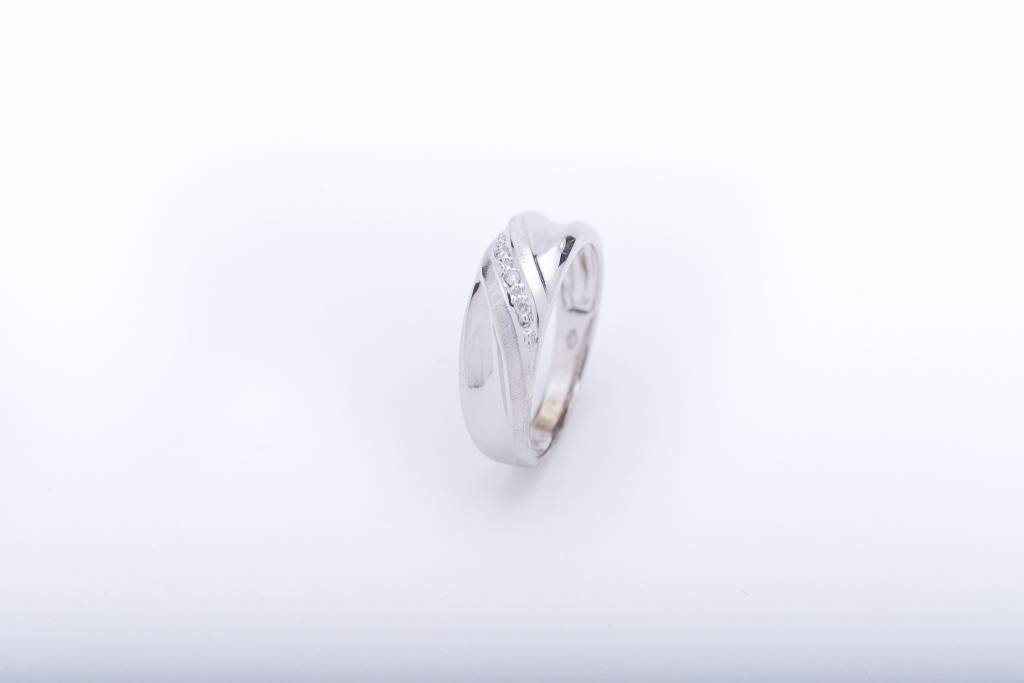 Mens Bypass Diamond Ring White Gold 14k
