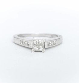 Ladies Quad Princess Cut Engagement Ring White Gold 14k
