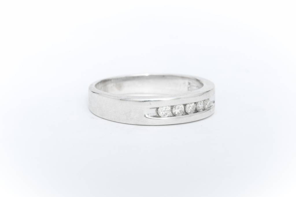 Ladies Channel Set Diamonds White Gold Ring 14k