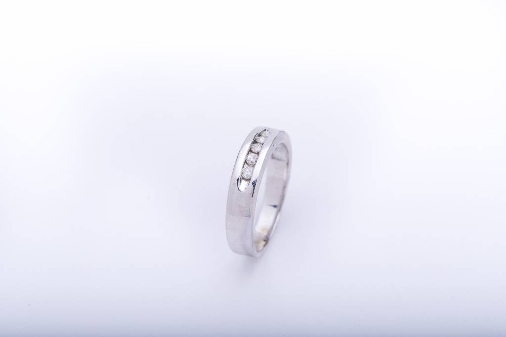 Ladies Channel Set Diamonds White Gold Ring 14k