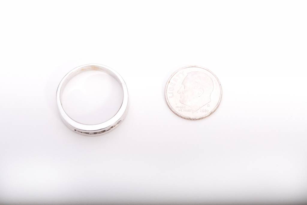Ladies Channel Set Diamonds White Gold Ring 14k