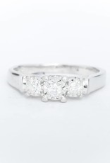 3 Stone Diamond Anniversary Ring White Gold 14k