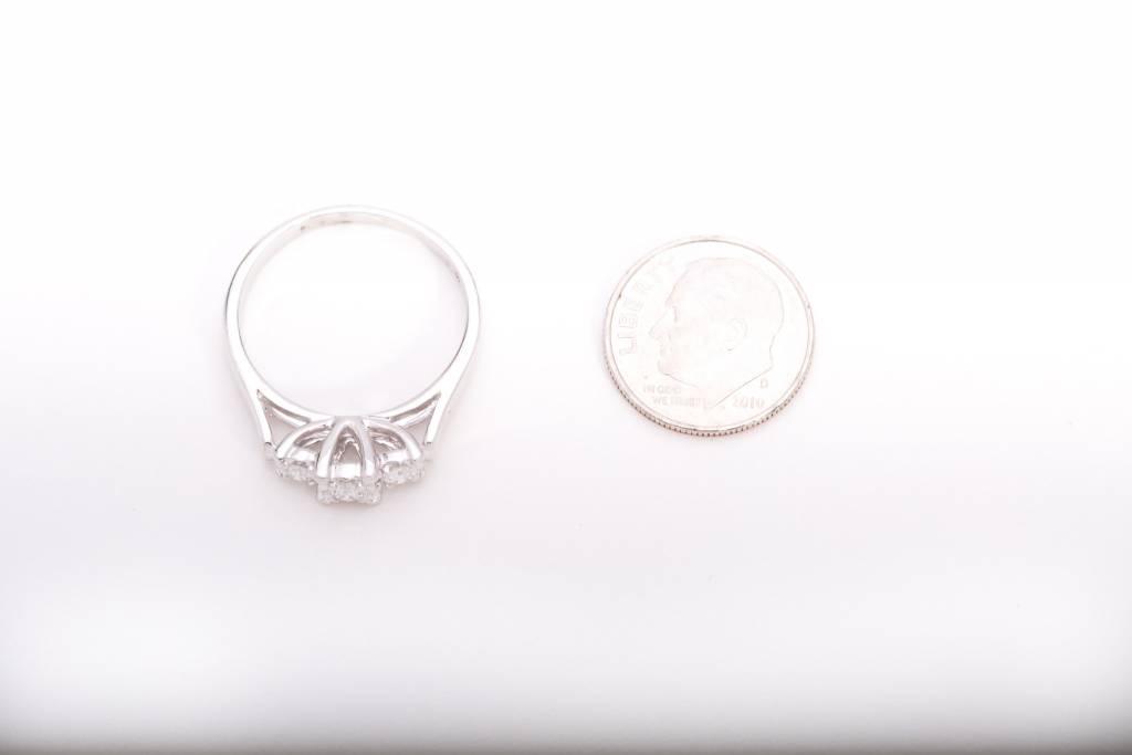 3 Stone Diamond Anniversary Ring White Gold 14k