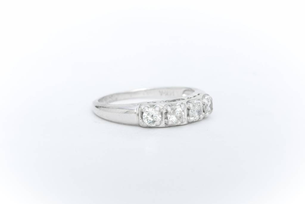 4 Stone Anniversary Ring White Gold 14k