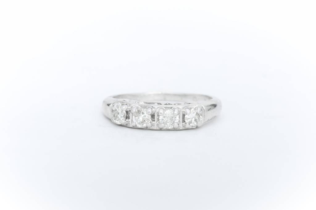 4 Stone Anniversary Ring White Gold 14k