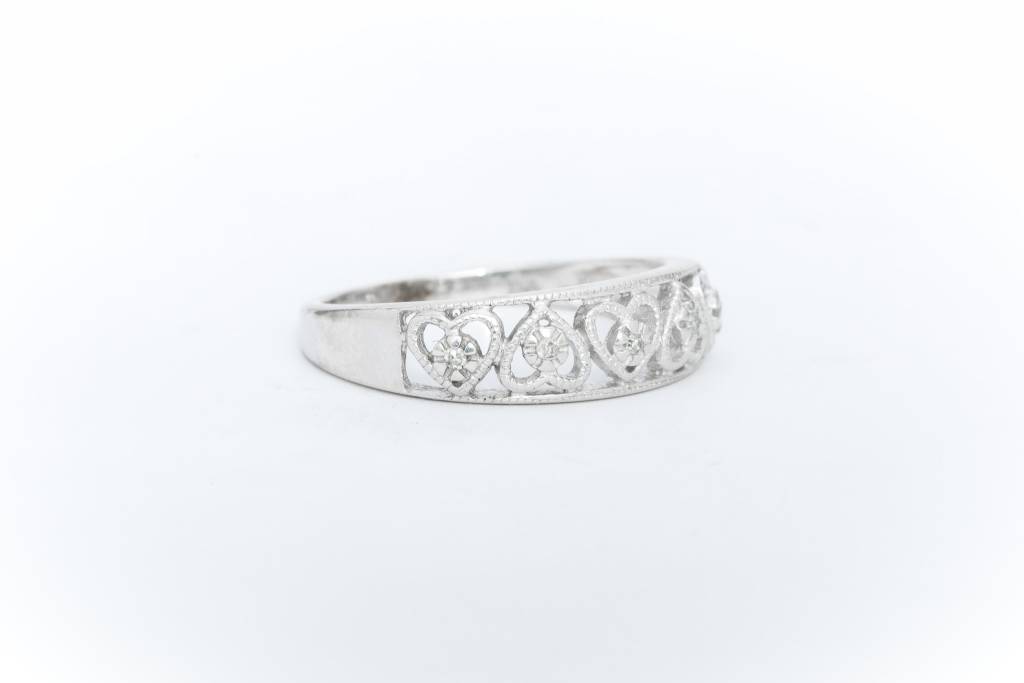 Ladies Heart Fashion Diamond Ring White Gold 14k