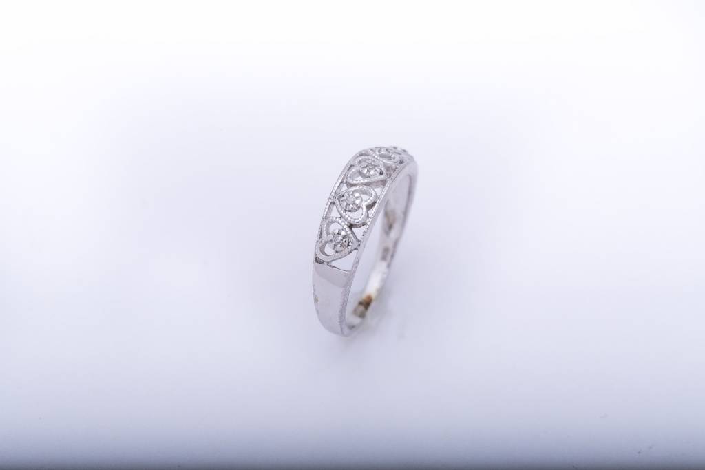 Ladies Heart Fashion Diamond Ring White Gold 14k