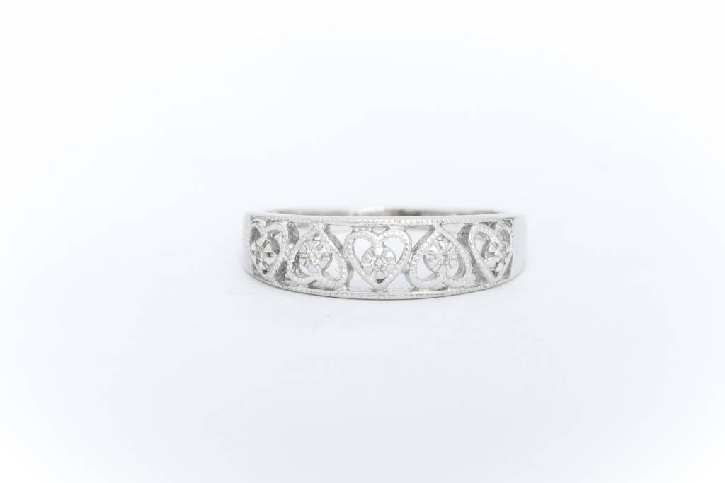Ladies Heart Fashion Diamond Ring White Gold 14k