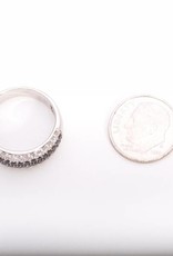 Ladies Black and White Diamond 4 Row Ring White Gold 14k