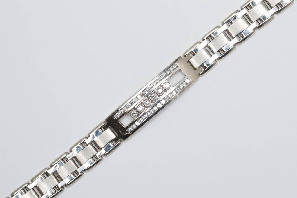 Mens Floating Diamond Bracelet White Gold 14k