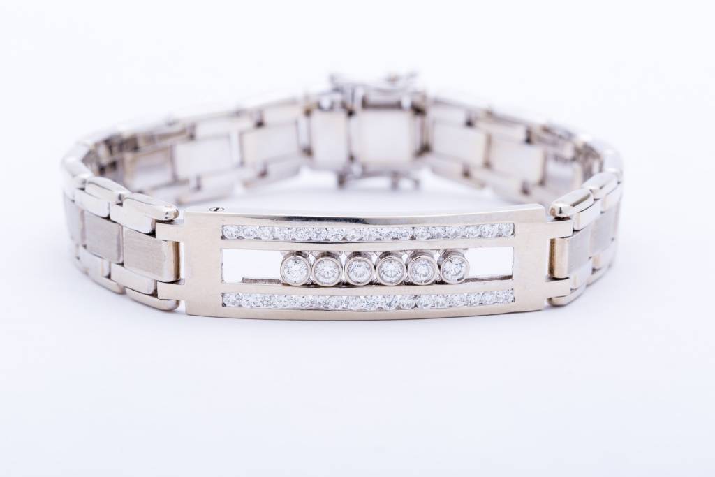 Mens Floating Diamond Bracelet White Gold 14k