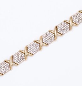 Ladies Diamond X Cluster Bracelet Yellow Gold 10k