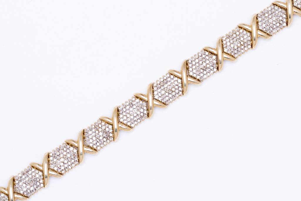 Ladies Diamond X Cluster Bracelet Yellow Gold 10k