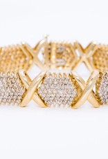 Ladies Diamond X Cluster Bracelet Yellow Gold 10k