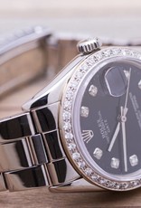 Rolex Rolex Stainless Steel Oyster Perpetual Date Diamond Dial and Bezel Black Face