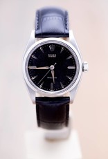 Rolex Rolex Black Leather Oyster Precision Black Dial