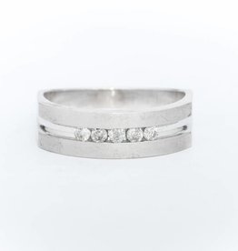 Mens 5 Diamond Band White Gold 14k